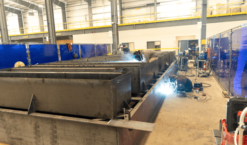 base being welded together in manufacturing facility Acoustical Sheetmetal Company