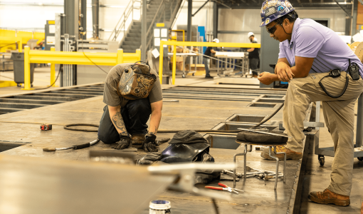 base being welded together in manufacturing facility Acoustical Sheetmetal Company